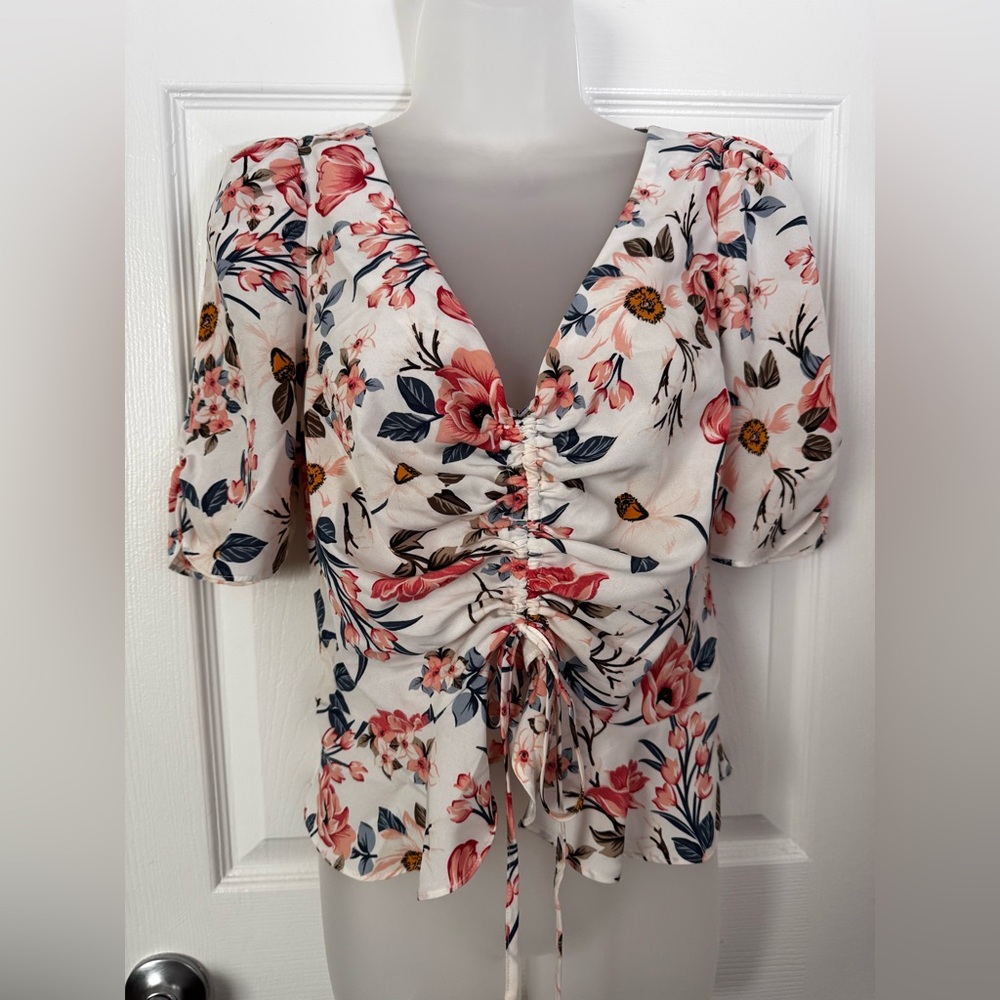 Floral Ruched Women's Top